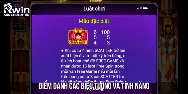 C&aacute;c t&iacute;nh năng độc đ&aacute;o v&agrave; biểu tượng hấp dẫn trong tr&ograve; chơi Nữ Ho&agrave;ng Ai Cập